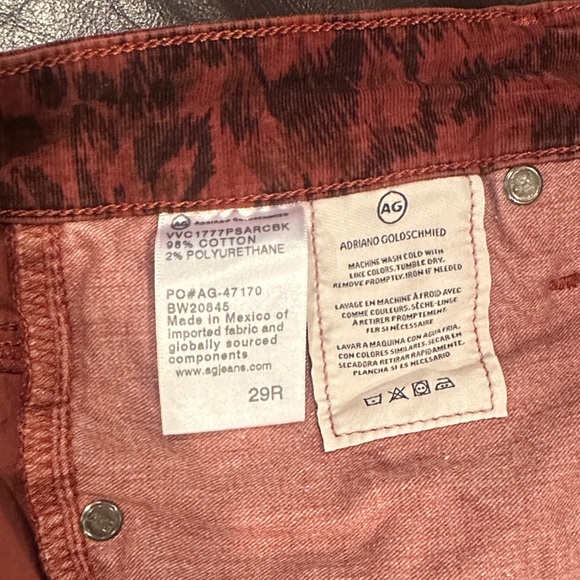 AG Adriano Goldschmied Red Patterned Skinny Jeans - Picture 7 of 8